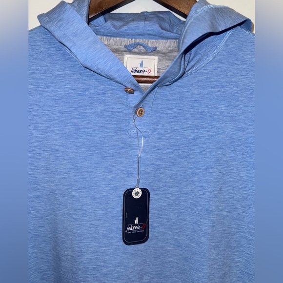johnnie-O NWT Woodley Ultra-Soft Henley Hoodie in "Maliblu" - Picture 2 of 7